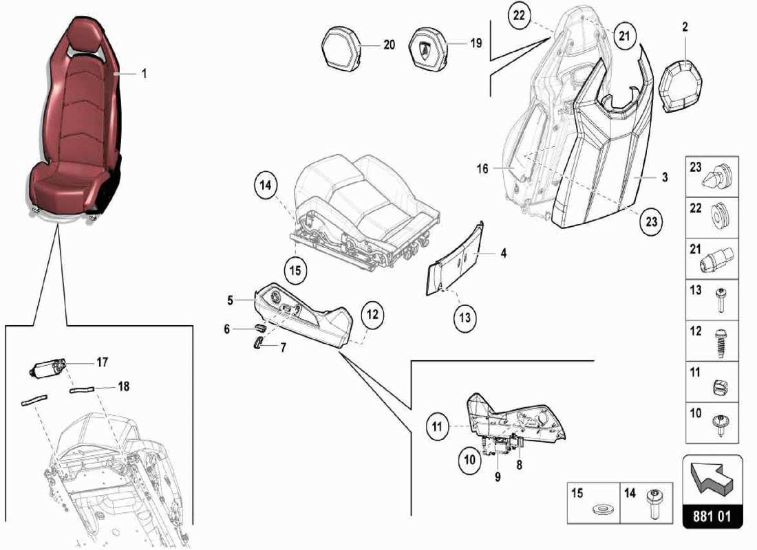 lamborghini centenario spider seats parts diagram