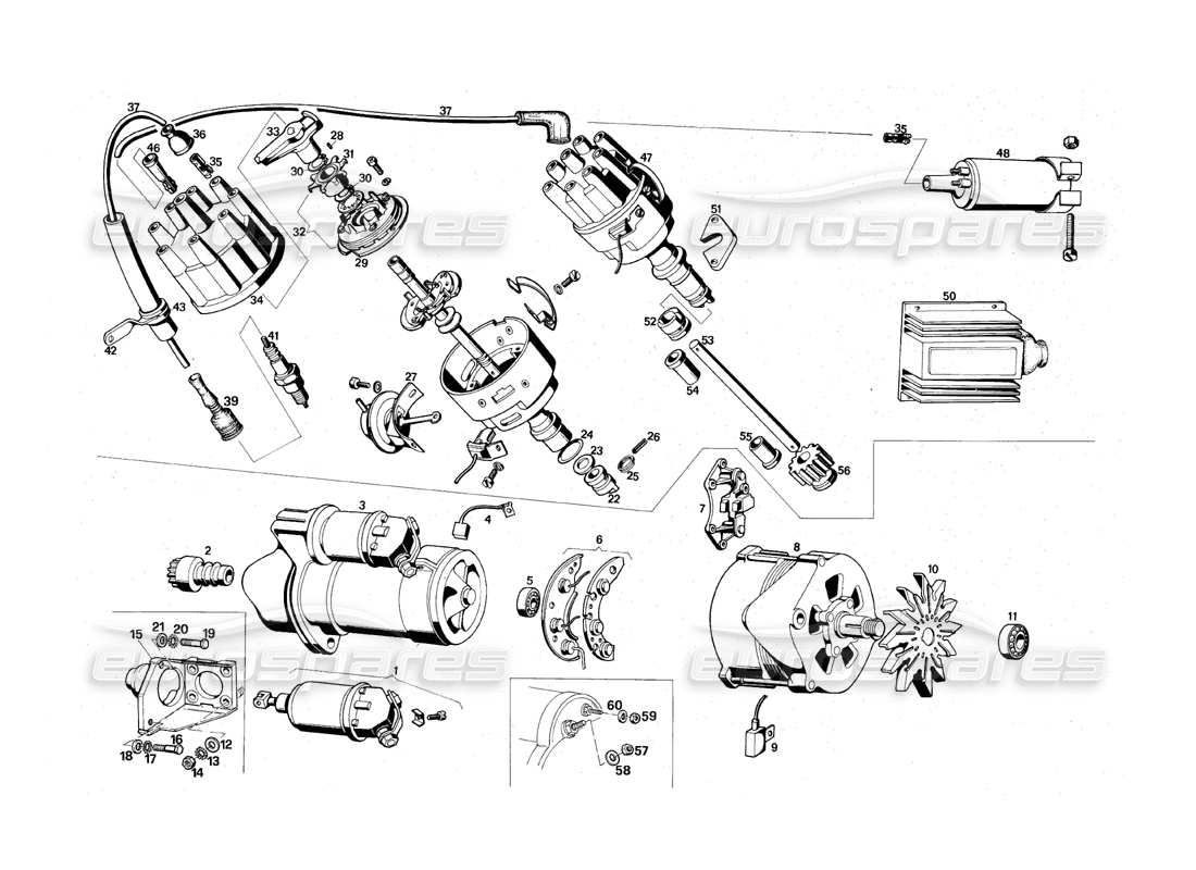 maserati qtp.v8 4.9 (s3) 1979 electrical equipment parts diagram