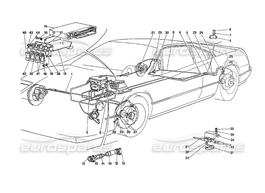 ferrari 208 turbo (1989) anti skid system parts diagram