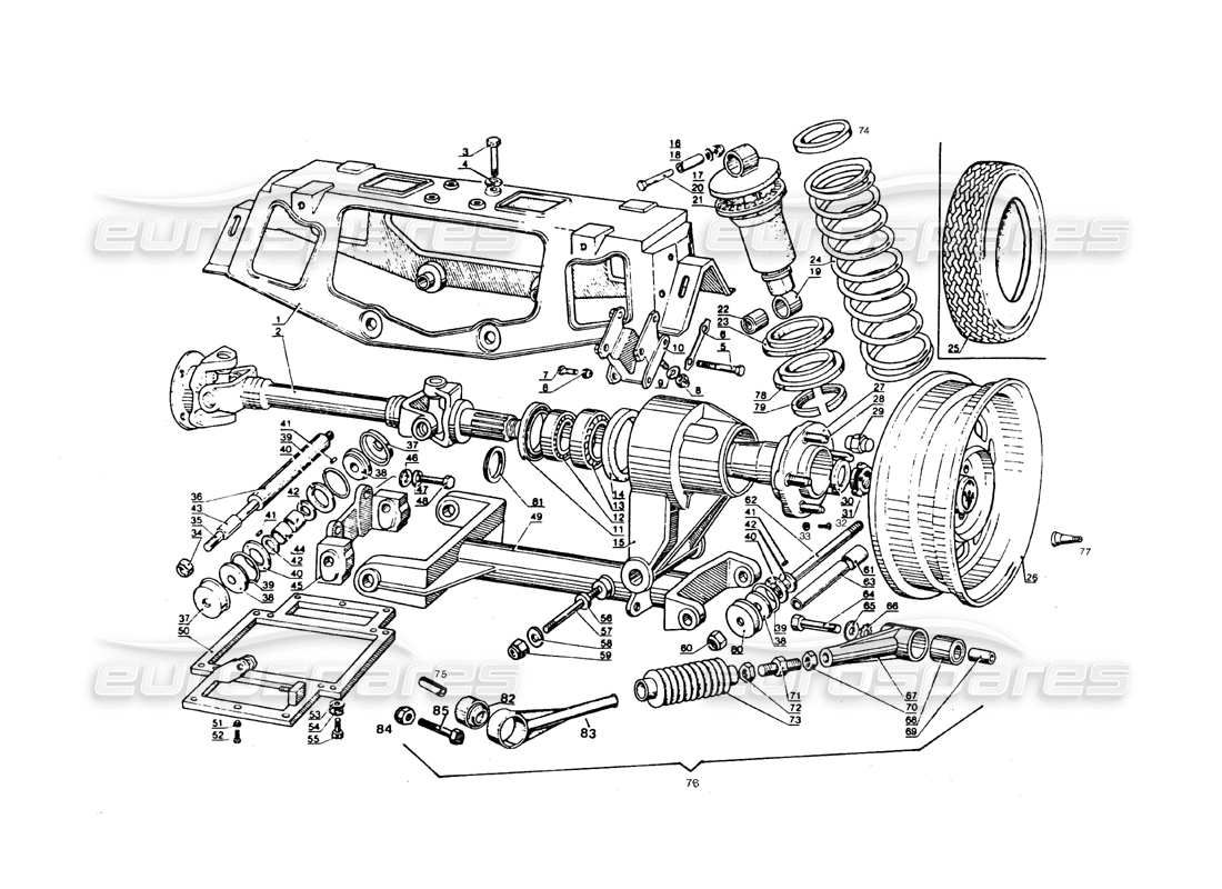 maserati qtp.v8 4.9 (s3) 1979 rear suspension part diagram