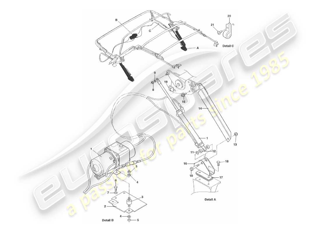 a part diagram from the aston martin v8 virage (1999) parts catalogue