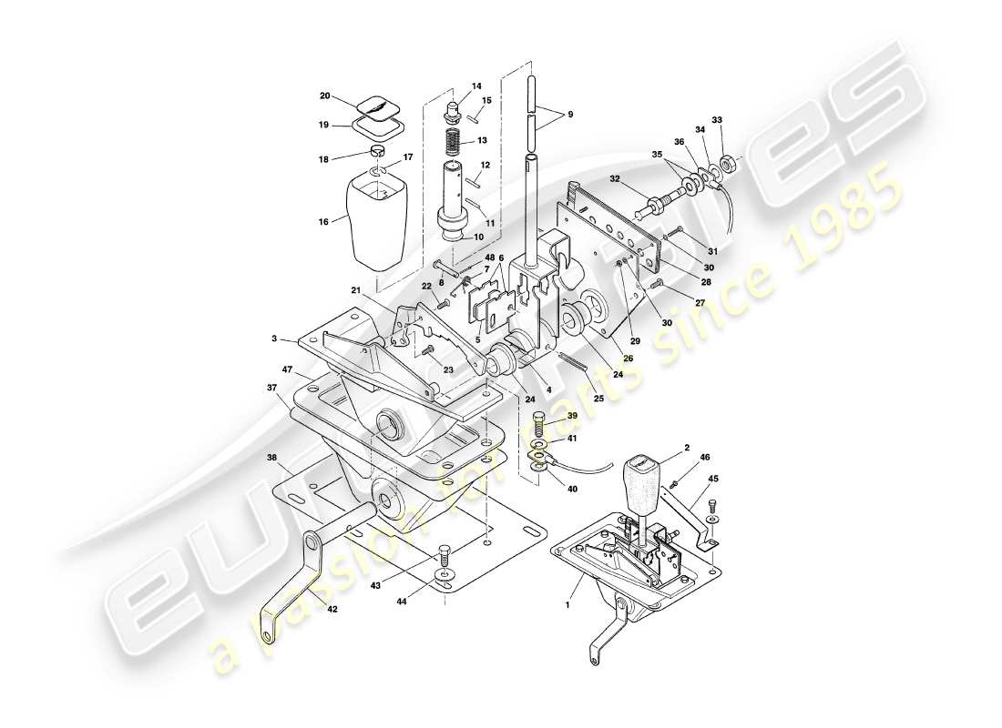 a part diagram from the aston martin v8 coupe (1999) parts catalogue