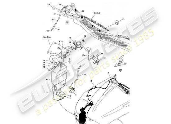 a part diagram from the aston martin vanquish (2001) parts catalogue