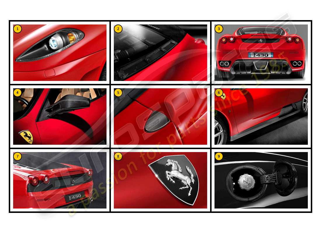 a part diagram from the ferrari f430 spider (accessories) parts catalogue