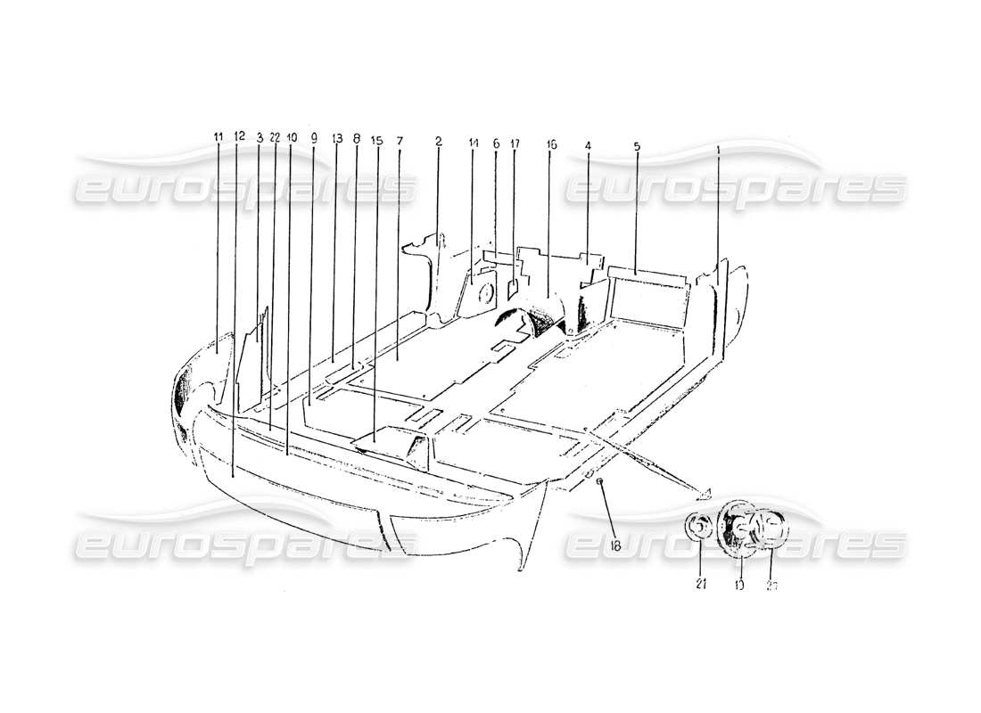 a part diagram from the ferrari 275 (pininfarina coachwork) parts catalogue