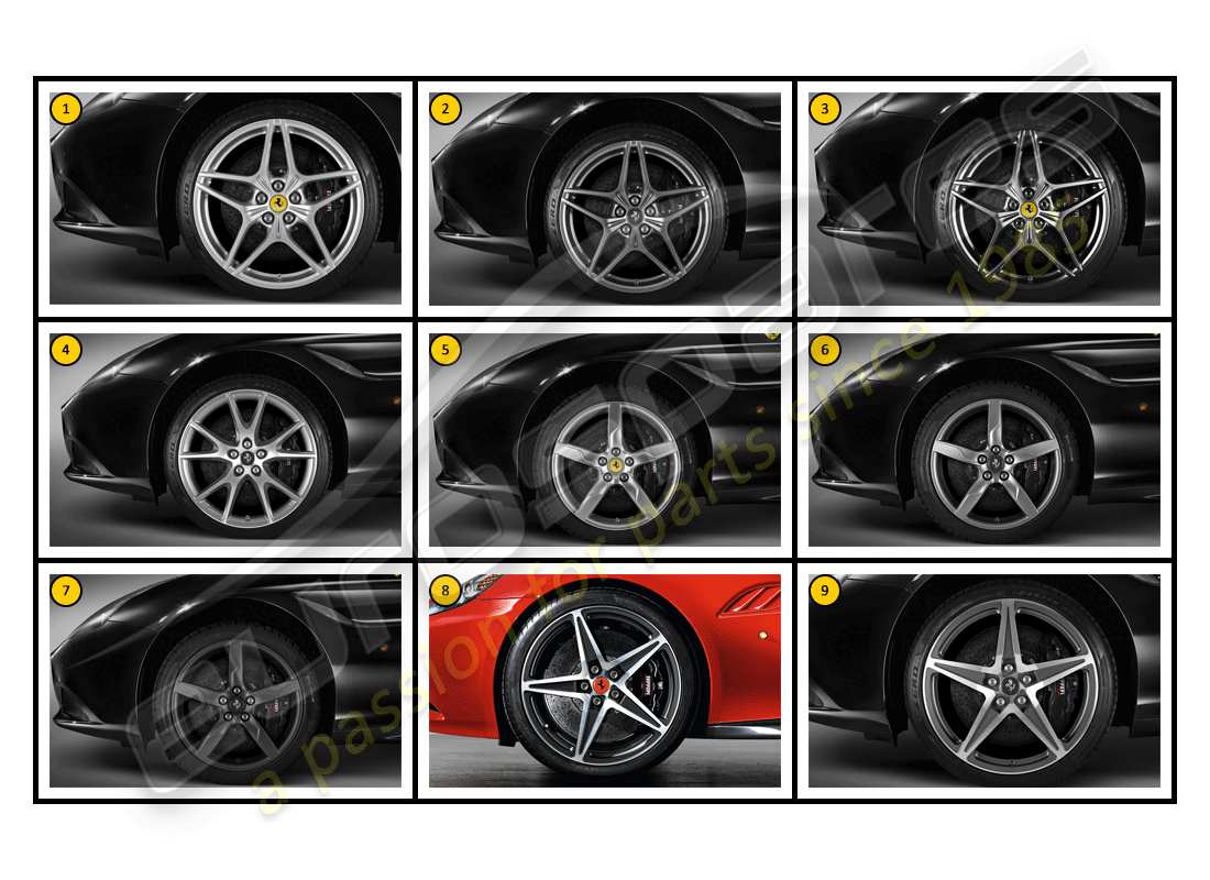 ferrari california (accessories) exterior - wheels parts diagram