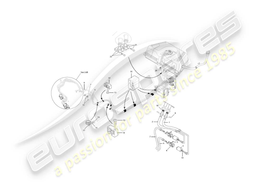 aston martin vanquish (2005) fuel pipes part diagram