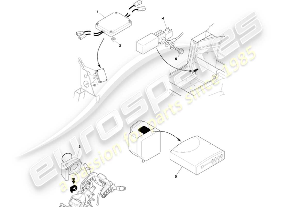 aston martin vanquish (2002) electronic control modules part diagram