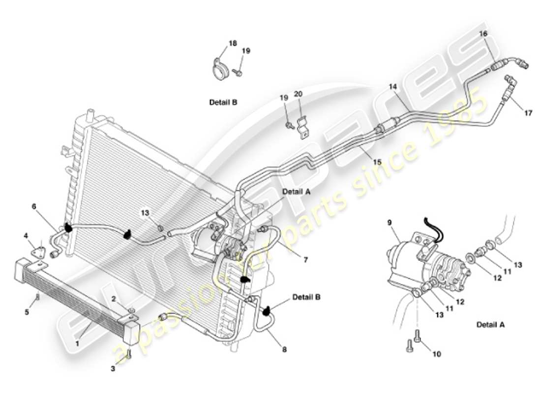 aston martin vanquish (2001) oil cooling transmission part diagram