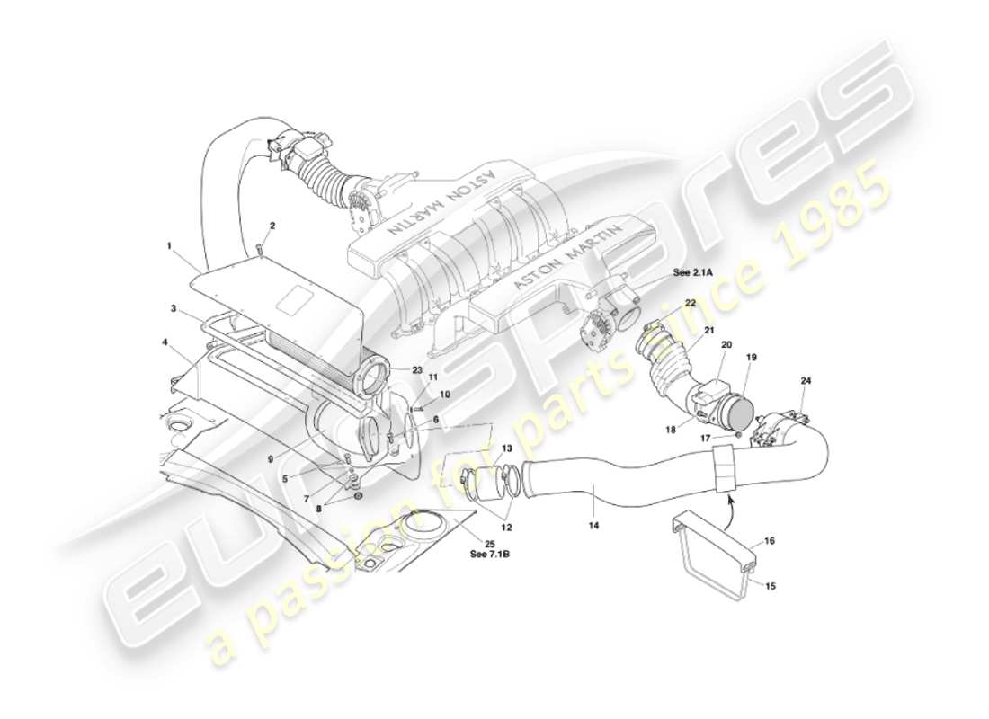 aston martin vanquish (2003) air ~filters & maf sensors part diagram