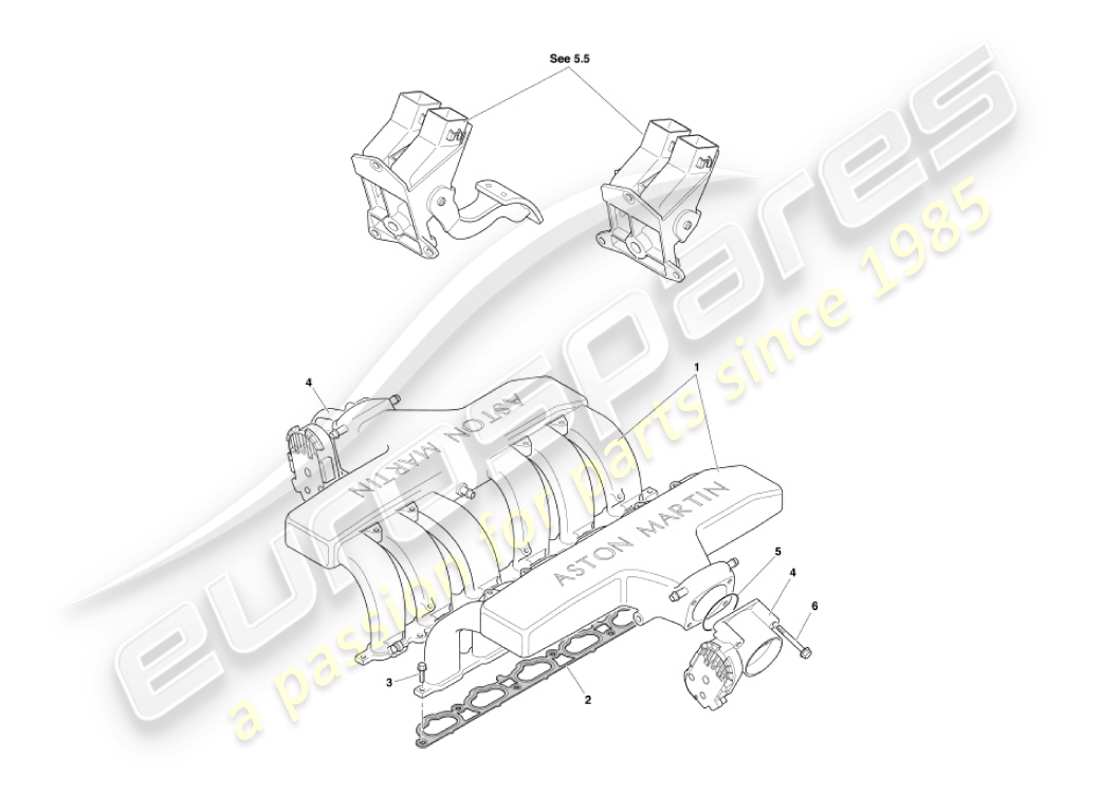 aston martin vanquish (2005) intake manifolds & throttles part diagram