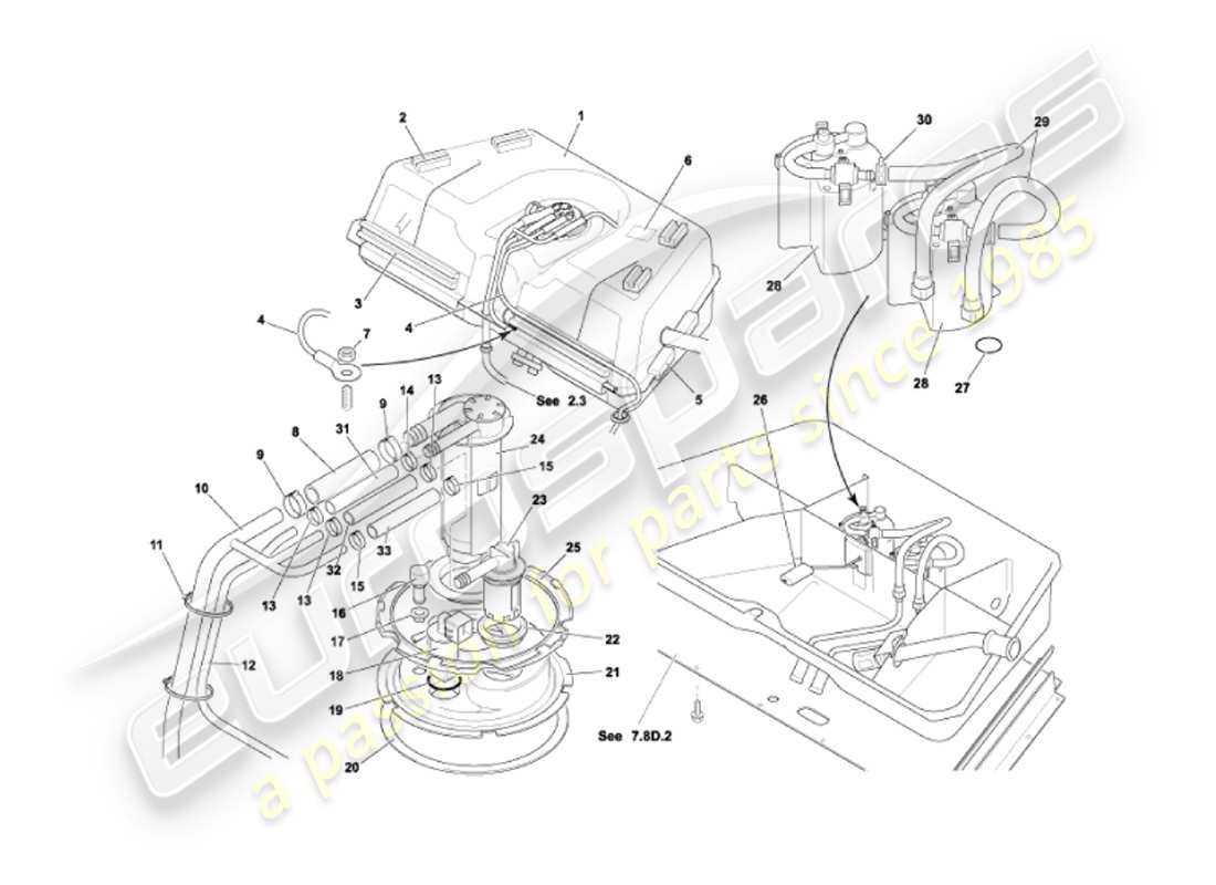 aston martin vanquish (2007) fuel tank part diagram