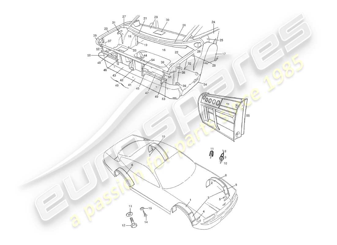 aston martin v8 virage (1999) chassis superstructure, rear part diagram