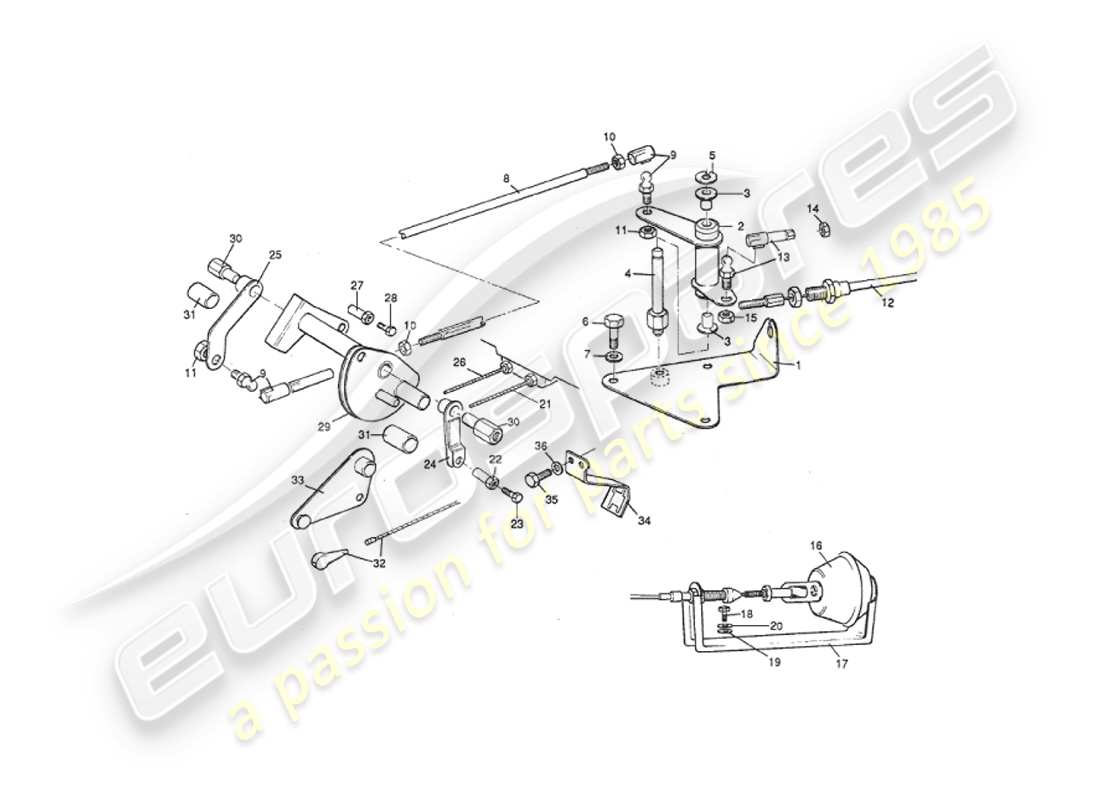 aston martin v8 virage (2000) throttle linkage & controls, to vin 60224 part diagram