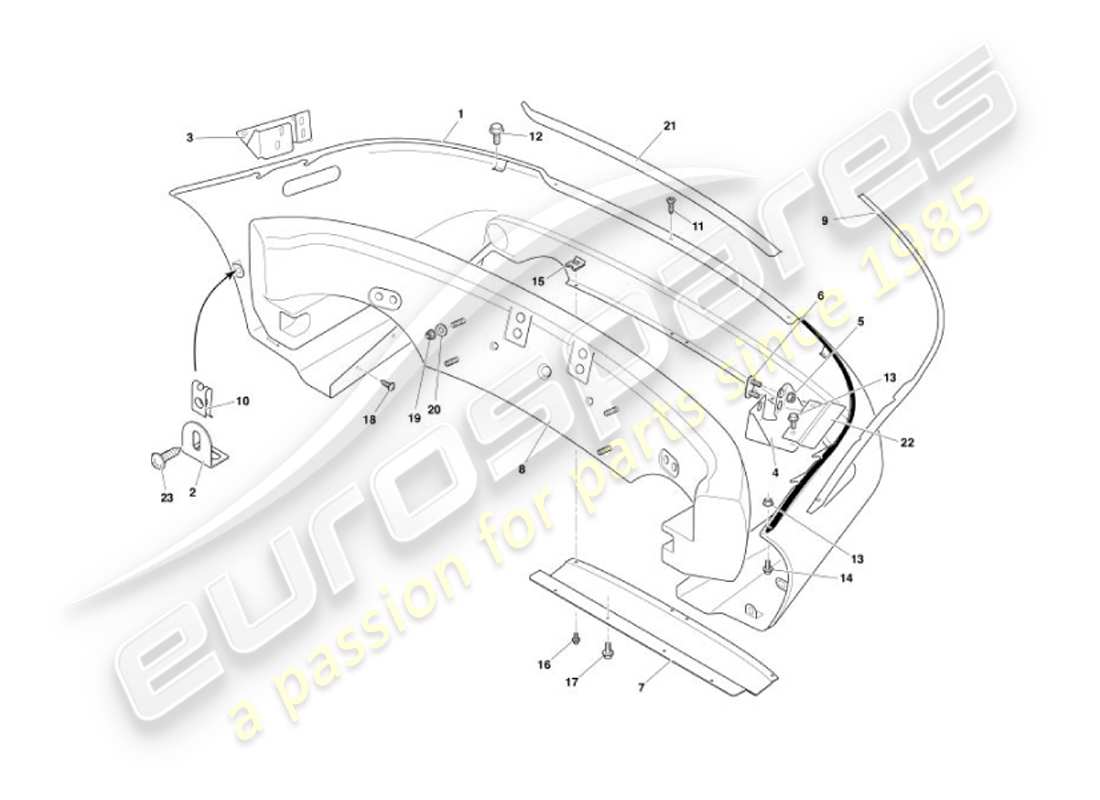 aston martin vanquish (2007) rear bumper part diagram