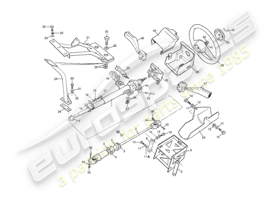 aston martin v8 virage (1999) steering column part diagram