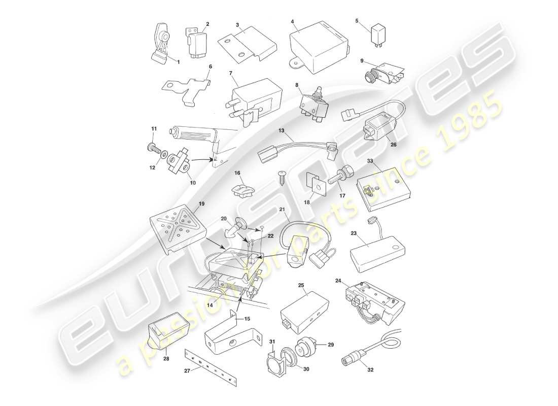 aston martin v8 virage (1999) components & wiring part diagram