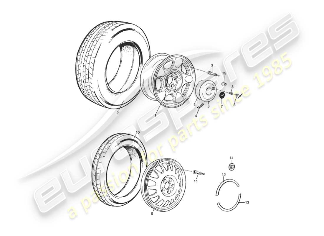 aston martin v8 virage (1999) wheels & tyres part diagram