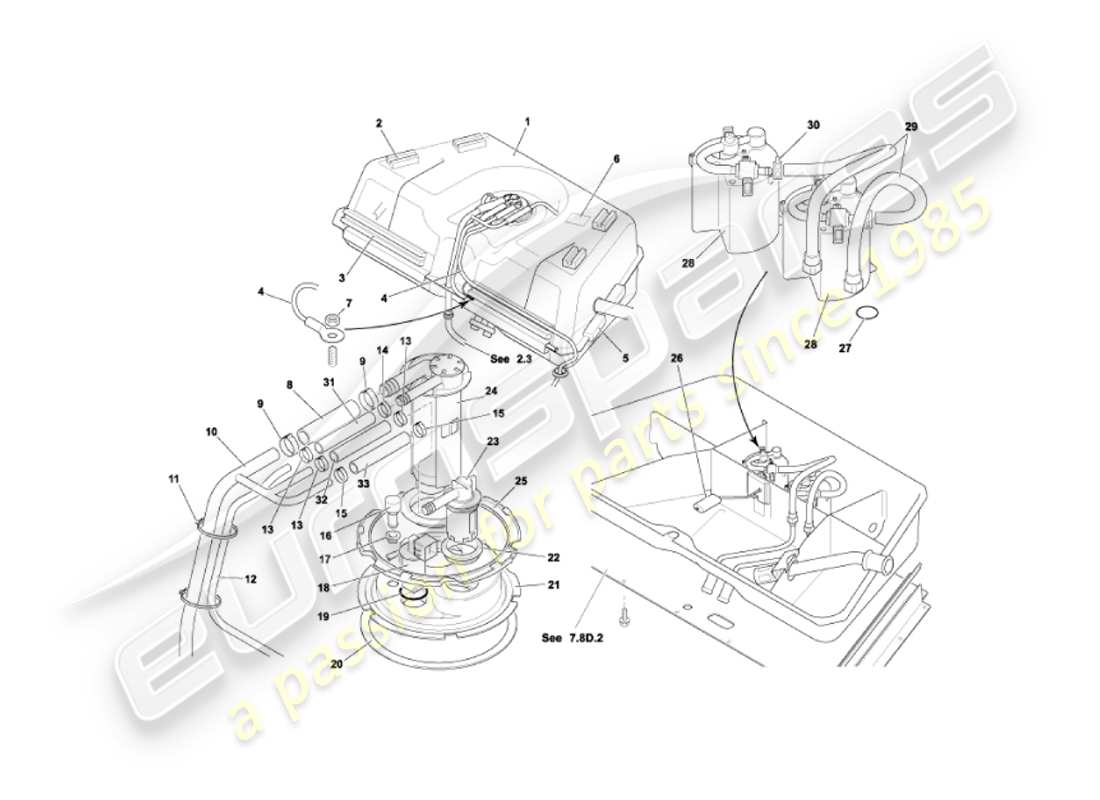 aston martin vanquish (2003) fuel tank part diagram