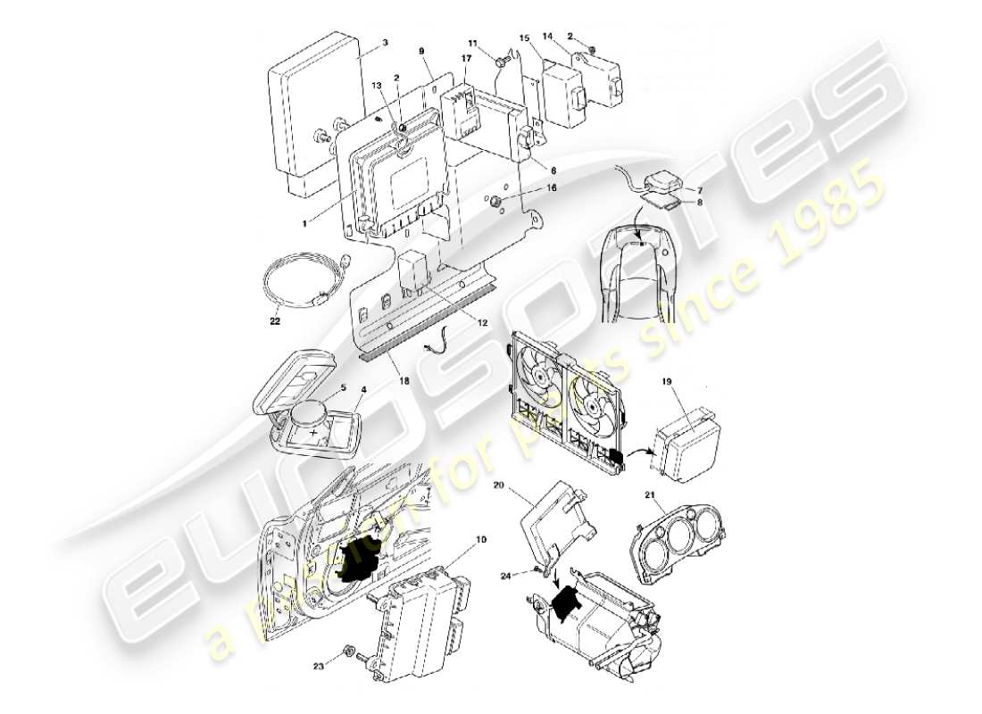 aston martin vanquish (2002) electronic control modules part diagram