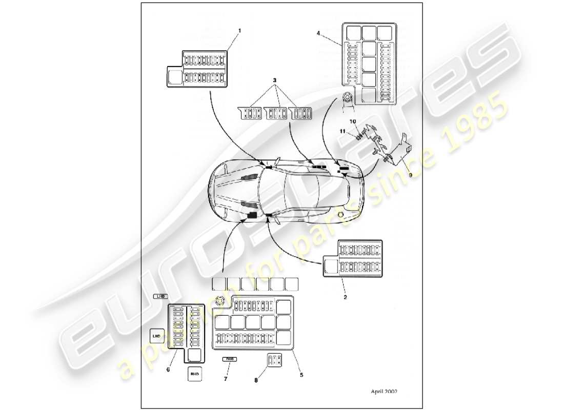 aston martin vanquish (2001) fuses part diagram