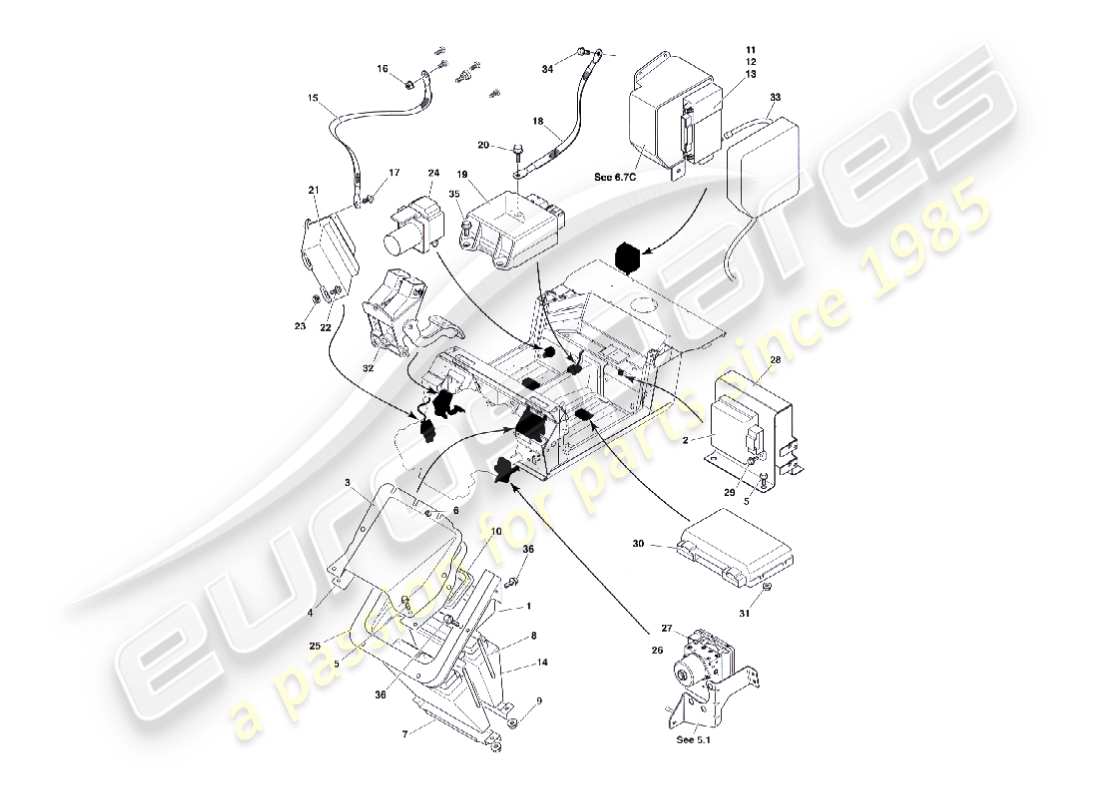 aston martin vanquish (2003) electronic control modules part diagram