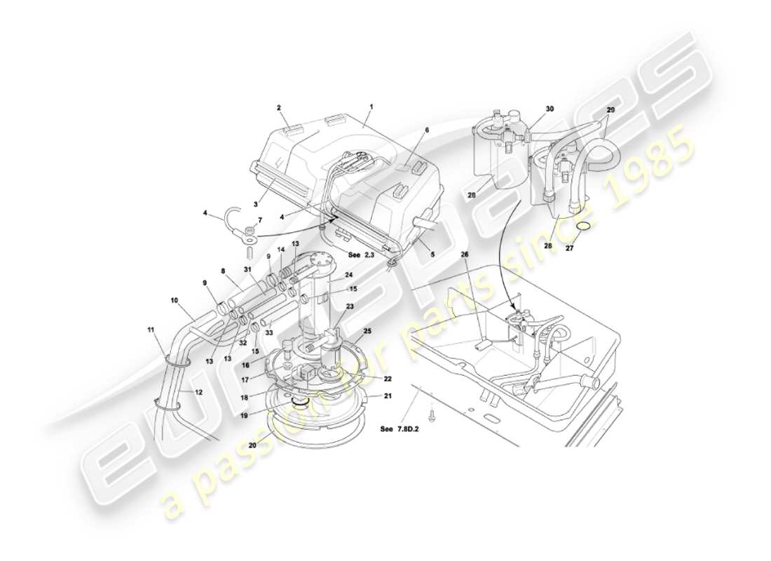 aston martin vanquish (2005) fuel tank part diagram