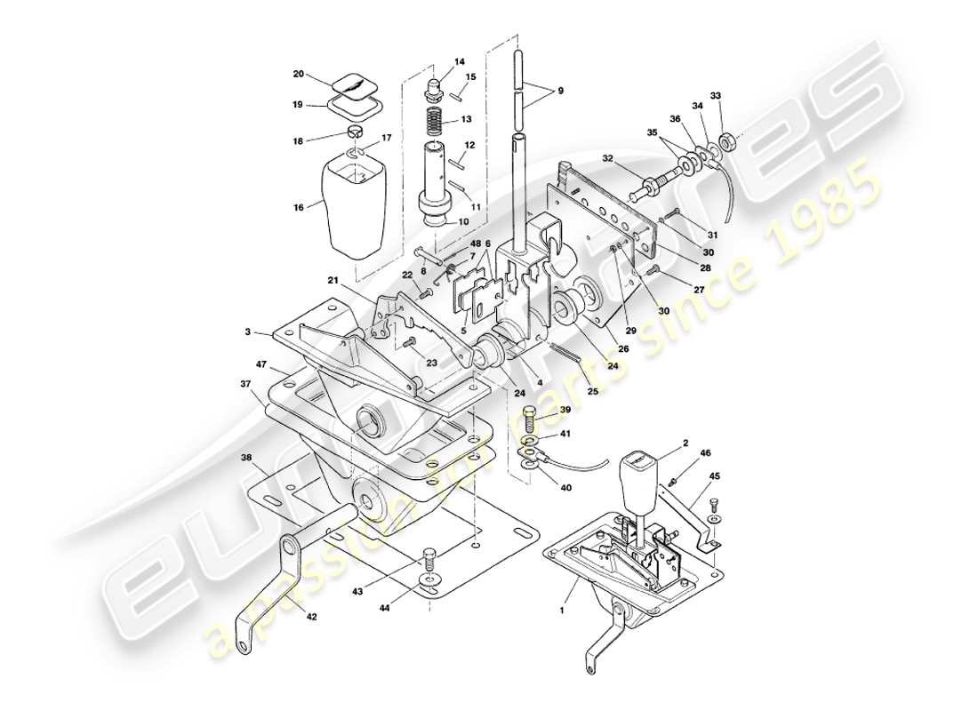 aston martin v8 volante (1997) gear selector part diagram