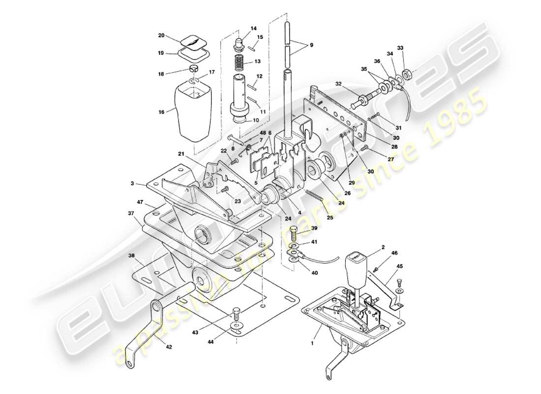 aston martin v8 volante (1998) gear selector part diagram