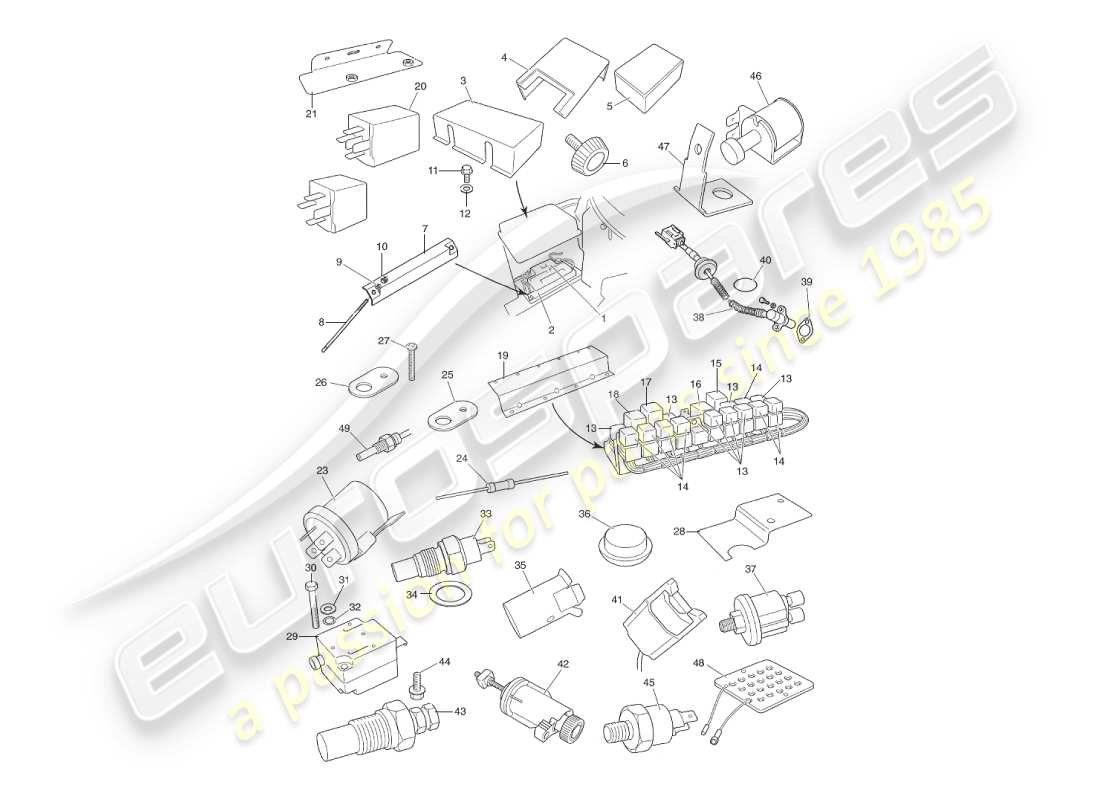 aston martin v8 virage (2000) components & wiring part diagram