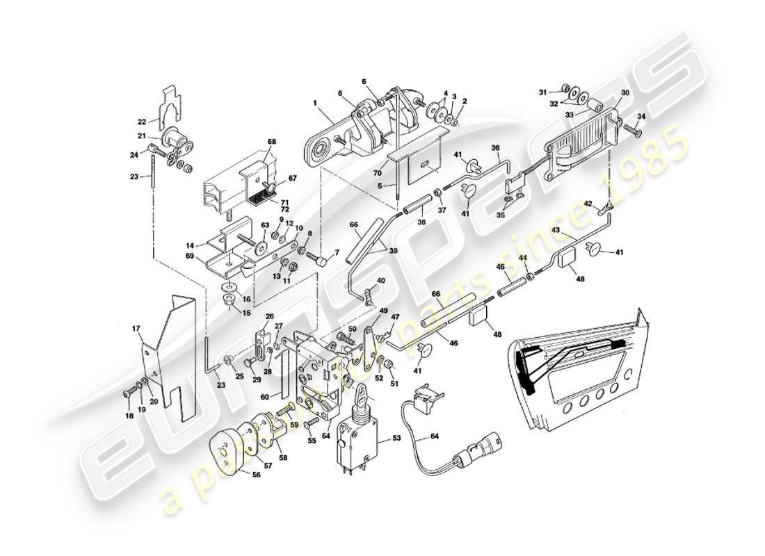 aston martin v8 volante (1998) door latch mechanism part diagram