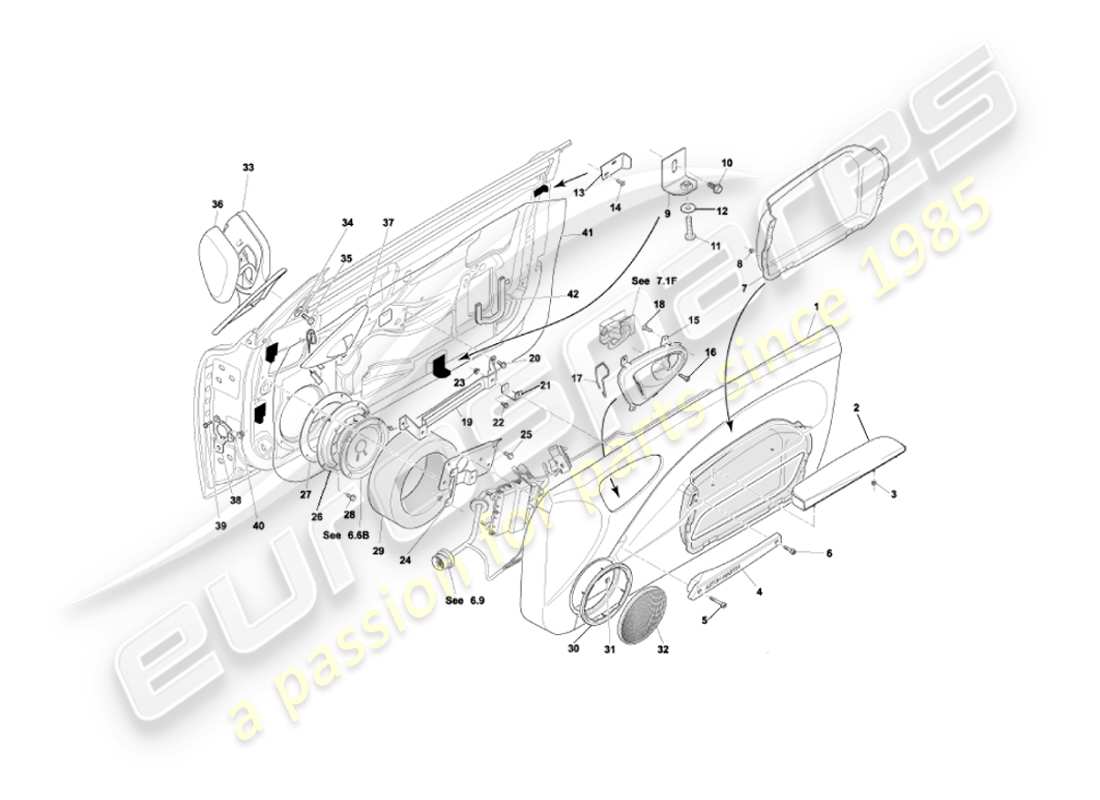 aston martin vanquish (2005) door casings and fitings part diagram