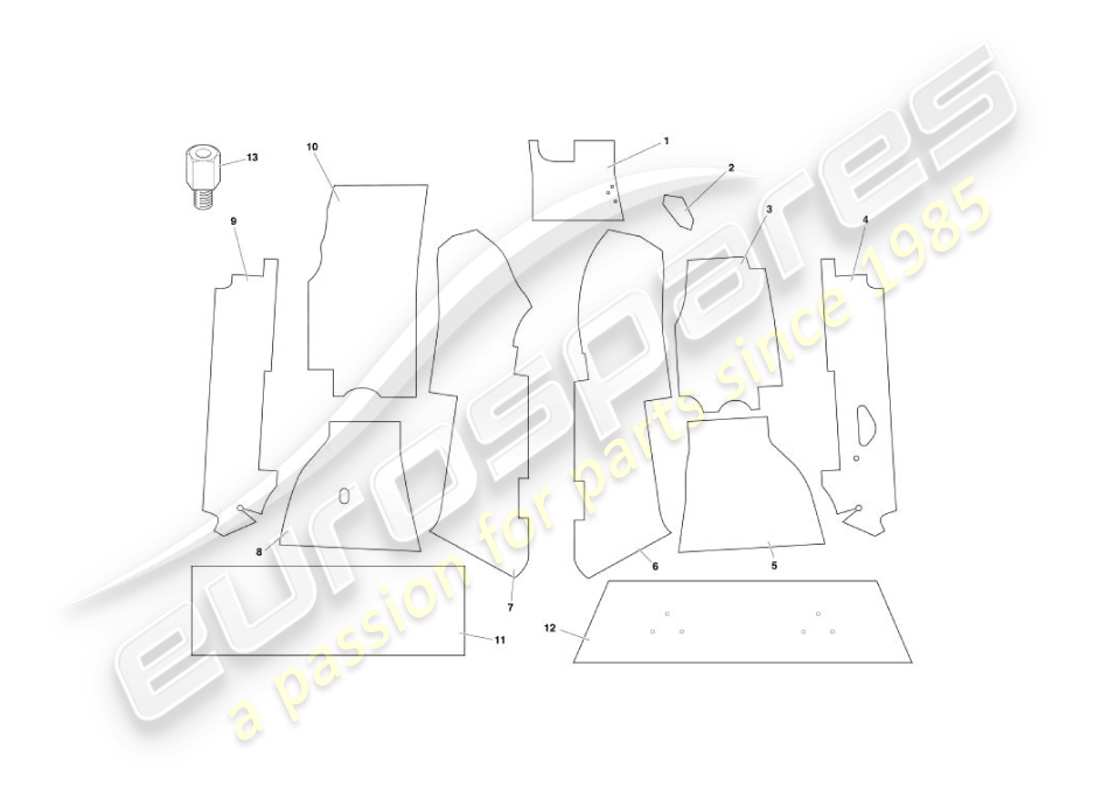 aston martin vanquish (2005) carpets part diagram