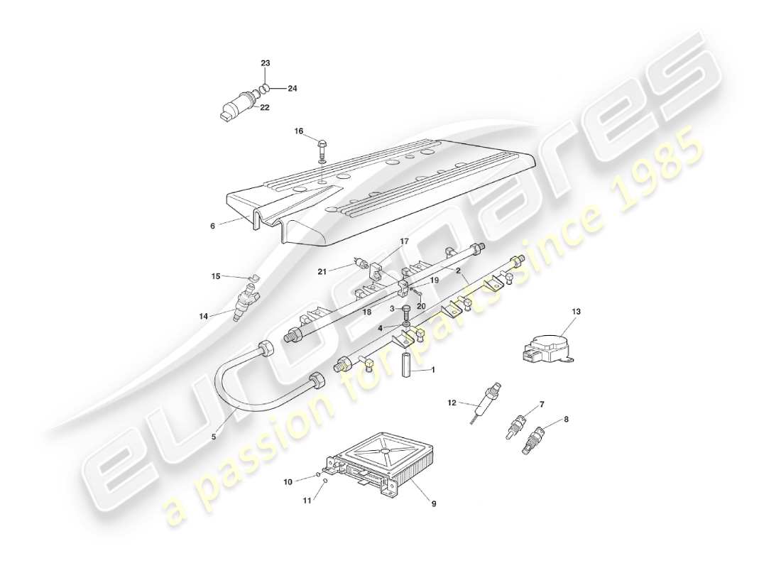 aston martin v8 virage (1999) electronic fuel injection, to vin 60224 part diagram