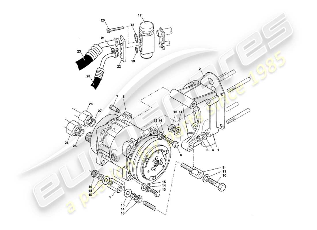 aston martin v8 volante (2000) engine compartment installation part diagram