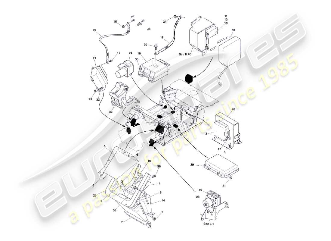 aston martin vanquish (2005) electronic control modules part diagram