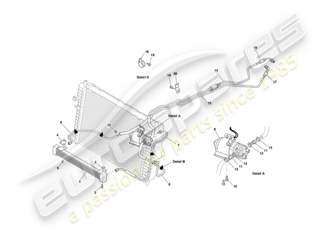 aston martin vanquish (2005) oil cooling transmission part diagram