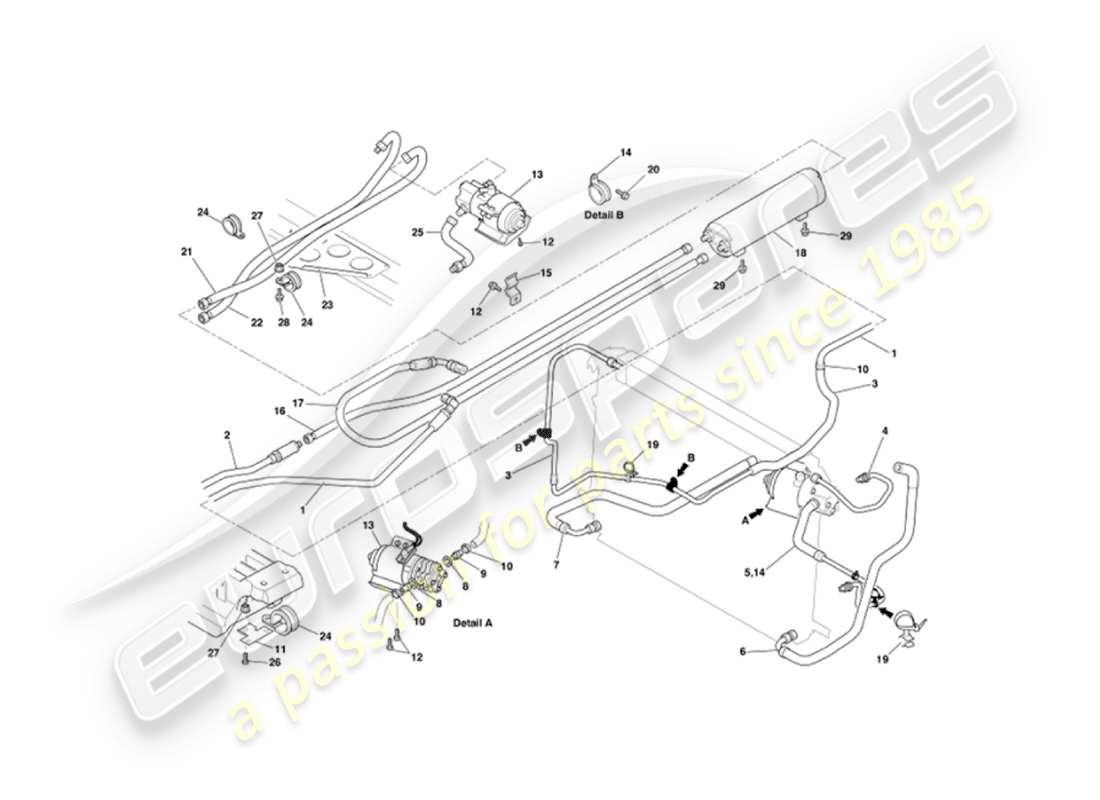 aston martin vanquish (2005) oil cooling axle part diagram