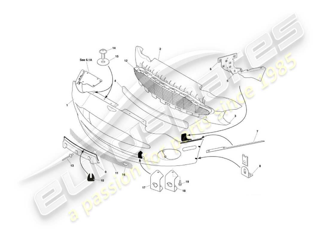 aston martin vanquish (2005) front bumper & apron part diagram