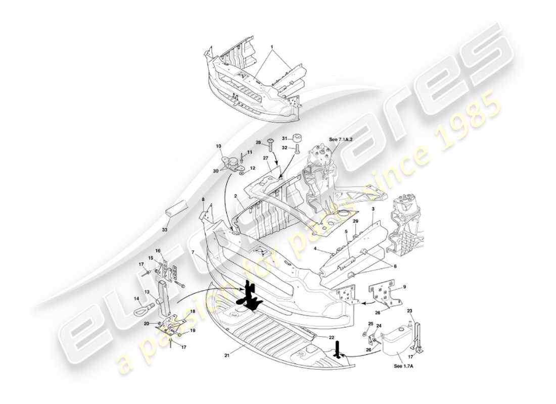 aston martin vanquish (2005) front impact structure part diagram