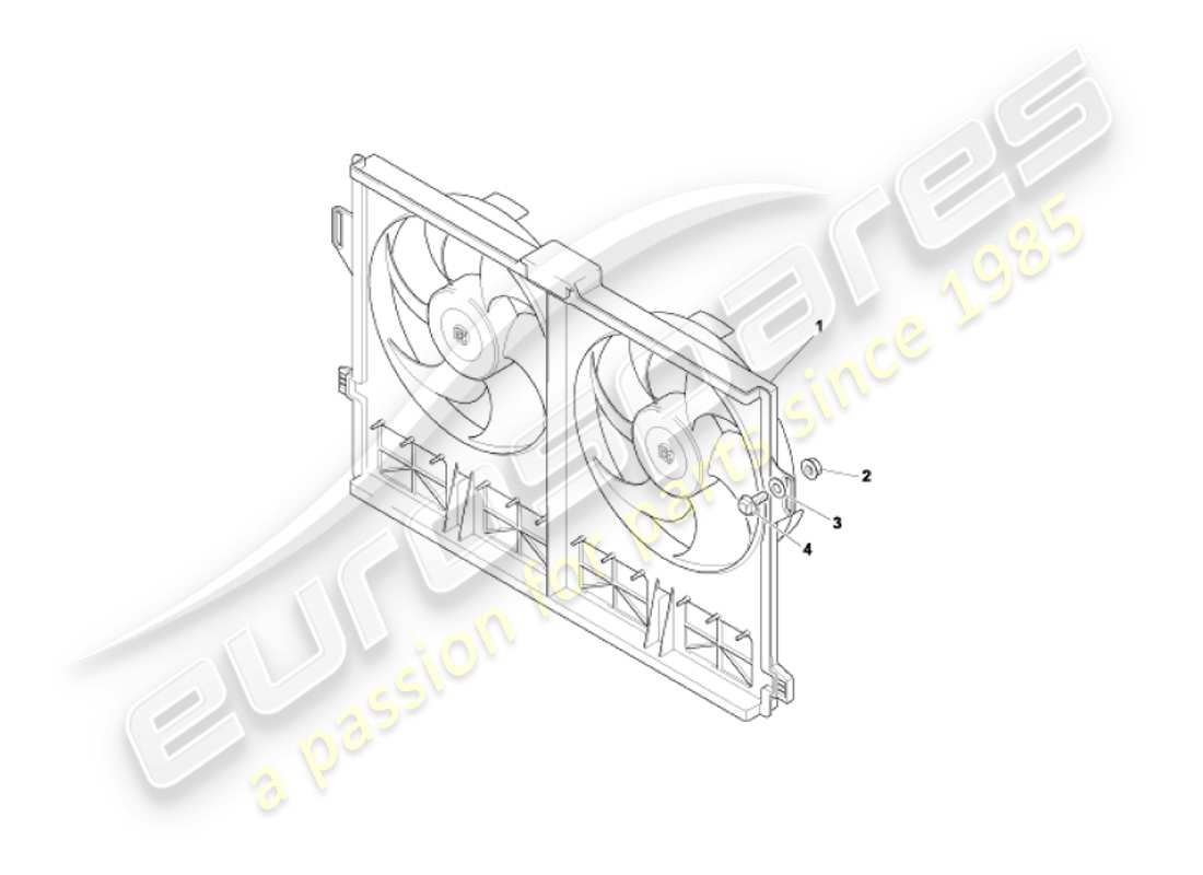 aston martin vanquish (2005) cooling fan cowling part diagram