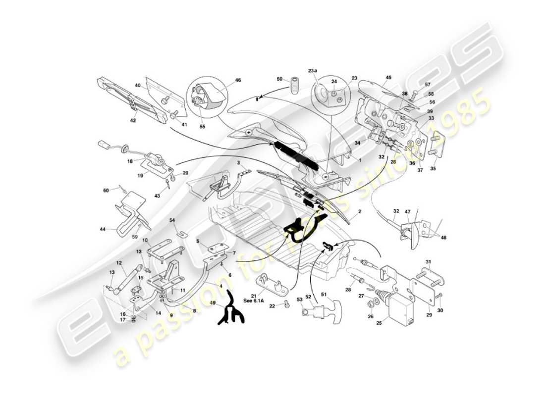 aston martin vanquish (2005) trunk lid part diagram