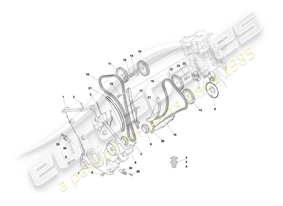 aston martin vanquish (2005) front cover, chains & sprockets part diagram