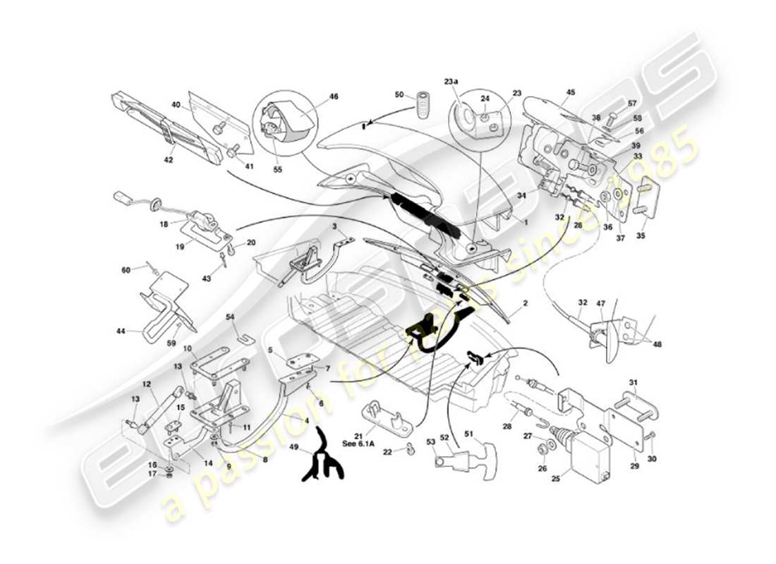 aston martin vanquish (2002) trunk lid part diagram