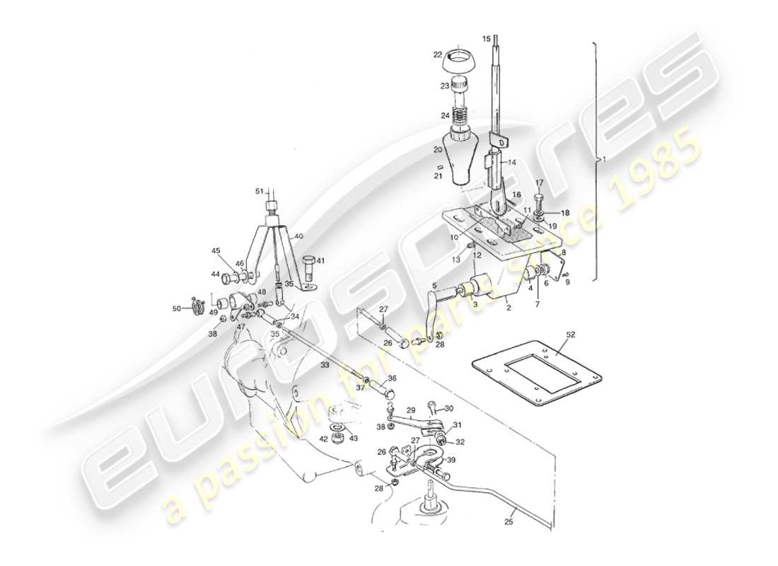 aston martin v8 virage (1999) 3 speed selector assembly, to approx vin 60042 part diagram