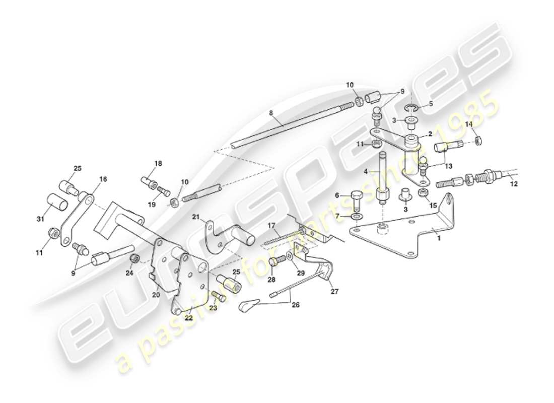 aston martin v8 virage (1999) throttle linkage & controls, volante, vin 69225 on part diagram