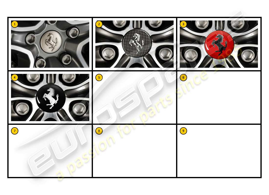 ferrari ff (accessories) exterior - wheel caps part diagram