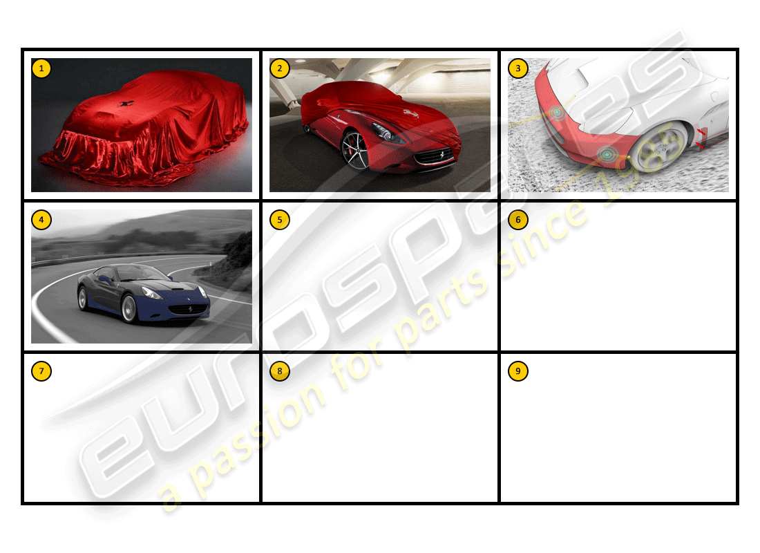 ferrari california (accessories) car care - vehicle protection part diagram