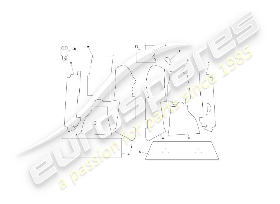 aston martin vanquish (2006) carpets part diagram