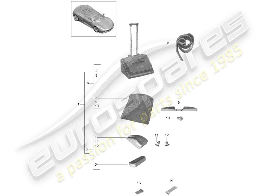 a part diagram from the porsche 918 spyder parts catalogue